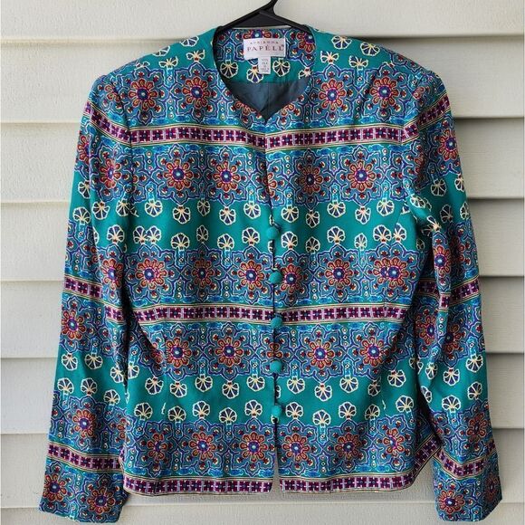 Adrianna Papell 100% silk button dow blazer/ jacket - Picture 1 of 4